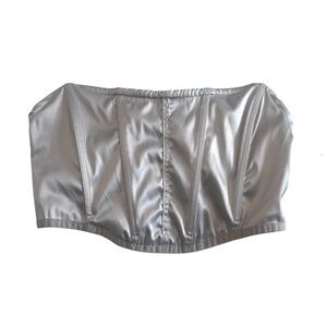 Garage Champagne Boned Corset Crop Top Zip-Up Back Size PS